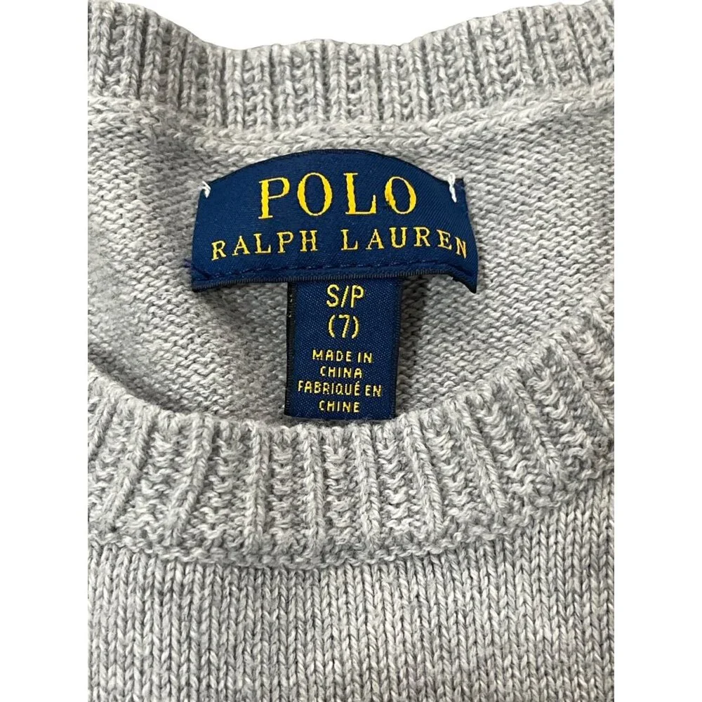 Polo Ralph Lauren Girls Knit Sweater New York City Embroidered Girl Gray Size 7 - Picture 3 of 8